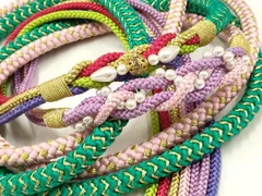 平和屋着物●和装小物　振袖用帯締め2本セット　装飾　パール　ラインストーン　金糸　逸品　未使用　AAAW4504ay
