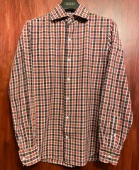 【BEAMS 取り扱い】 MADE IN ITALY製 GUY ROVER × Brilla per il gusto 長袖ブロックチェックシャツ レッド Mサイズ