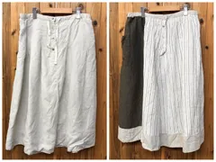 nest Robe ネストローブ レディース リバーシブル リネンスカート ロングスカート 無地×ストライプ 麻100% ナチュラル カジュアルのサムネイル