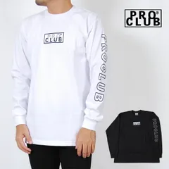 PRO CLUB プロクラブ ボックスロゴ Tシャツ 長袖 メンズ レディース M L XL 2XL サイズ ホワイト ブラック HEAVYWEIGHT L/S EMBROIDERED BOX LOGO T-SHIRTS SNOW WHITE BLACK