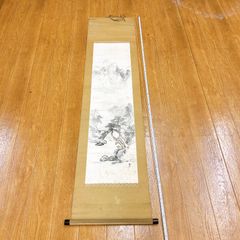 水墨画 山水風景 署名あり 紙本肉筆 大幅の山水 - メルカリ