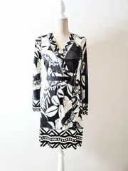 ヘールボブ カシュクールワンピース シルク100% モノトーン 白 黒