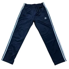 古着 adidas アディダス トラックパンツ 刺繍 トレフォイルロゴ ブラック×ホワイトライン XOサイズ XXLサイズ 257-31