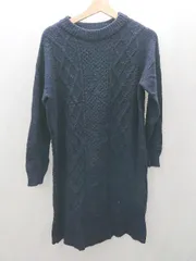 ◇ ⊇ NATURAL BEAUTY BASIC ニット 長袖 膝丈 ワンピース サイズM パープル レディース E  【1503050018388】