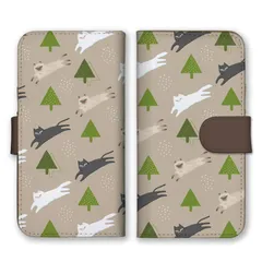 iPhone8 iPhone7 ケース 手帳型 アイフォン8 アイフォン7 スマホケース 携帯ケース 猫 ネコ ねこ 北欧柄 絵本 かわいい イラスト ベージュ 黒猫 シャム猫 大人可愛い カラー04