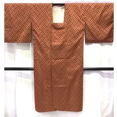 和装道中着・道行コート・雨コート・赤茶系地・No.200701-1392・梱包サイズ60