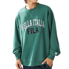 [フィラ] トレーナー M L XL 3色展開 ユニセックス 男女兼用 サガラ刺繍 ビッグシルエット ロゴ プルオーバー スウェット ブランド 人気 トップス メンズ グリーン:L