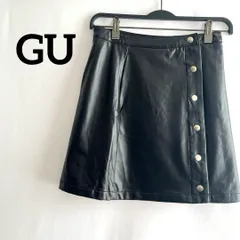 GU ジーユー　スカート　台形　黒　ブラック　ミニスカート　合皮　M