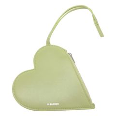 【美品】  JIL SANDER / ジルサンダー | HEART POUCH  / レザー ロゴ ハート ポーチ ケース バッグチャーム | ライトグリーン系 | レディース