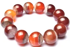 【１点物】大珠◇半々タイプ 赤縞瑪瑙と水晶の共生　18mm　ブレスレット パワーストーン 天然石 _MA5305