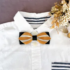 【匿名配送】キッズ蝶ネクタイ　黒×マスタードイエロー　七五三　結婚式　発表会　卒園式　入学式　写真撮影　ハンドメイド