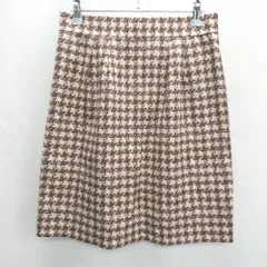 ◇ ⊂ UNTITLED アンタイトル 総柄 膝丈 フレア スカート サイズ2 ベージュ系 ボルドー系 レディース E  【1501160049780】