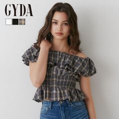 【即納】2WAYフリルオフショルブラウス GYDA ジェイダ 072430447001 gyda レディース 半袖 トップス オフショル ブラウス フリーサイズ オフホワイト 黒 ブラック ミックス ショート丈 gyda ブラウス 新品 正規品