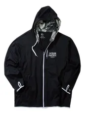 ラッシュガード 長袖 大きいサイズ メンズ フルジップパーカー ボタニカル OP OCEAN PACIFIC C070417-05 ブラック