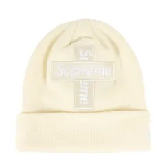 【美品】Supreme シュプリーム ビーニー / 20AW NEW ERA クロスボックスロゴ ニット ビーニー (Cross Box Logo Beanie) / ナチュラル / ブランド 帽子 ニットキャップ / コラボ 別注【メンズ】【中古】