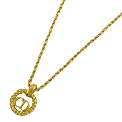 クリスチャンディオール Christian Dior ロゴ ラウンド ネックレス CD 丸型 ネックレス GP ゴールド レディース 【中古】