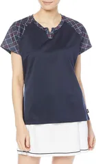 【Sサイズのみ】prince（プリンス）吸汗速乾 半袖 テニスウェア バドミントンウェア レディース・ウィメンズ ゲームシャツ ネイビー WS1061-127-S