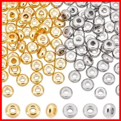 4mm 円形 ロンデルビーズ 平型 2色 ステンレス ビーズ フラットラウンドビーズ スペーサービーズ 約100個 金属ビーズ メタルビーズ ビーズチャームパーツ ブレスレットネックレス用 アクセサリーパーツ UNICRAFTALE ジュエリー作り クラフト用