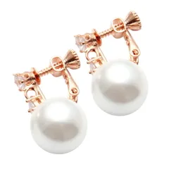 【12mm：ピンクゴールド×イヤリング】[Cream dot. クリームドット公式] イヤリング レディース ネジ式 キュービックジルコニア ビジュー パール 8mm 10mm 12mm 大人 上品 エレガント 結婚式 パーティー 二次会  