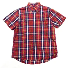 CHAPS ☆ RALPH LAUREN チェック 半袖 ボタンダウン シャツ マドラス レッド系 ブルー M アメカジ チャップス ラルフローレン■BB204