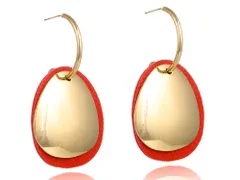 ピアス レディース 丸型 赤 合皮 レッド ジュエリー アクセサリー シンプル カジュアル 大人 ワンポイント プレゼント