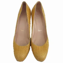 クリスチャンルブタン Christian Louboutin パイソンレザー アーモンドトゥ パンプス イエロー サイズ24.5cm レディース 【中古】