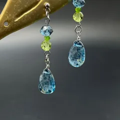 天然石 コーティングロンドンブルートパーズきらきらピアスorイヤリング 316lサージカルステンレス fr518