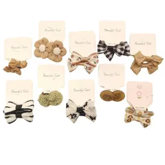 【数量限定】ヘアバンド 髪留め 髪留め 小さいサイズ キッズ 子供も通用 ヘアピン リボン ヘアクリップ 子供髪飾り アクセサリー 可愛い お祝いギフト 可愛い ちょう結び 誕生日のプレゼント 髪飾り ヘアリング (黒+茶色) ヘアゴム LYXOTO