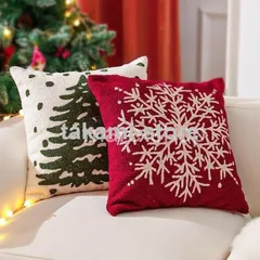 クッションカバー クリスマス おしゃれ 刺繍 インテリア デコレーション スノー クッション クリスマス装飾 カバー 洗える 手洗い 装飾  nee3c157643