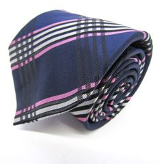 メイル&コー ブランド ネクタイ シルク チェック柄 格子柄 PO メンズ ネイビー MALE & Co 【中古】