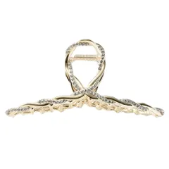 【B：ゴールド×ワンサイズ】[Cream dot. クリームドット公式] ヘアアクセサリー レディース バンスクリップ ヘアクリップ 大きめ ボリューム パール ビジュー ツイスト ひねり しっかり留まる 髪留め まとめ髪 毛量 多い 多毛 大人