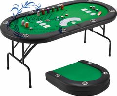 ポーカーテーブル 折りたたみ式 8人用 ゲーム用テーブル ステンレスカップホルダー&ポータブル収納バッグ  組み立て不要 グリーン