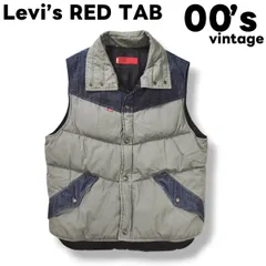00s ヴィンテージ リーバイス レッドタブ Levi's RED TAB キルティング ダウン ベスト デニム 切替 スタンドカラー ジャンパー M グレー x インディゴ アメリカン カジュアル ウェア メンズのサムネイル