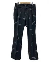 ベッドフォード BED J.W. FORD FEATHER FLARE SLACKS PANTS フェザー フレア スラックス パンツ 羽根 ジップフライ 黒 総柄 スラックス ブラック サイズ 1 104MB-287のサムネイル