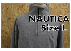 NAUTICA　ノーティカ　ハーフジップ　スウェット　刺繍　ワンポイント　グレー　L