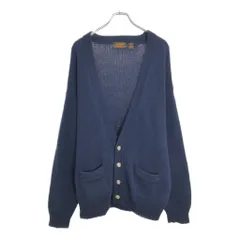 90年代 Eddie Bauer エディーバウアー コットンニット カーディガン アウトドア ネイビー(メンズ L)中古 古着 V4716のサムネイル