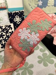 ＜正規品＞お財布ストラップ付♡ガーデニア♡ローズピンク♡ハワイアンキルト