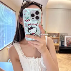 ハローキティ 電話ケース iphone16 に適用 ケース スマホケース iPhoneケース レンズ保護 ストラップホール 落下防止ソフトケース 全面保護 耐衝撃 軽量 ソフト 韓国 可愛い (Color : ハローキティ, Size : 16)