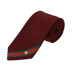 新品 グッチ GUCCI ネクタイ ビーウェブ付き シルク タイ ダークレッド 赤系