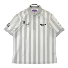 サイズ：L BEAMS GOLF ビームスゴルフ  長袖ポロシャツ ストライプ柄 グレー系 [240101427146] ゴルフウェア メンズ ストスト BEAMS GOLF ビームスゴルフ 長袖ポロシャツ ストライプ柄 グレー