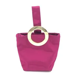 【中古】CELINE サークルロゴ ミニポーチ ピンク R-C[24]