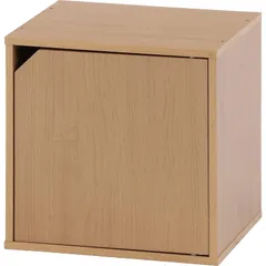 即納：不二貿易(Fujiboeki) キューブボックス 扉付き 幅34.5×奥行29.5×高さ34.5cm ナチュラル 収納 カラーボックス 組み合わせ自由 81905