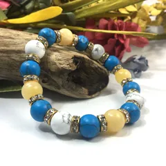 アラゴナイト×ハウライト×ターコイズ パワーストーンブレス 10mm（ゴールド）メンズ・レディース 男性・女性 数珠ブレス 開運  [3] 