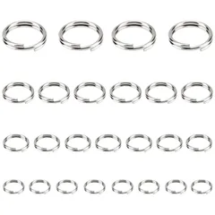 【数量限定】ステンレス色 二重カン キーパーツ 鍵飾り クラスプ キーチェーン アクセサリーパーツ ナスカン スプリットキーリング 丸カン 手作り ステンレス ステンレス 平キーリング ハンドメイド 二重リング パーツ DIY キーホルダー 4.5/5/7/8
