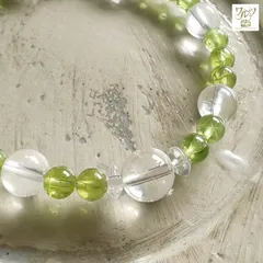 【16cm】ペリドットとアイスクォーツのブレスレット