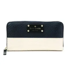 ケイトスペード Kate Spade グルーブコート レクシー レザー バイカラー PWRU3736 長財布 ラウンドファスナー ロングウォレット レディース ブラック / アイボリー 中古 mat25015