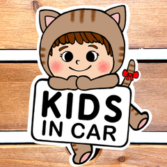 キッズインカー【着ぐるみ猫.トラ】カーサインステッカー
