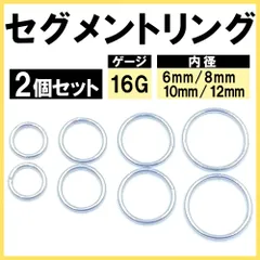 セグメントリング ボディピアス ワンタッチ フープピアス 2個 16G シルバー