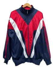 adidas (アディダス) 90s 白タグ トラックジャケット ジャージ ジップアップ 切替 ブルゾン  M レッド×ネイビー×ホワイト メンズ/045