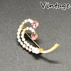 ビンテージ　ブローチ　モダンデザイン！　キラキラ光る　ピンク　ゴールドクラシカル　ヴィンテージ　バッジ　ピンバッチ　レトロ　　( AKS111 )